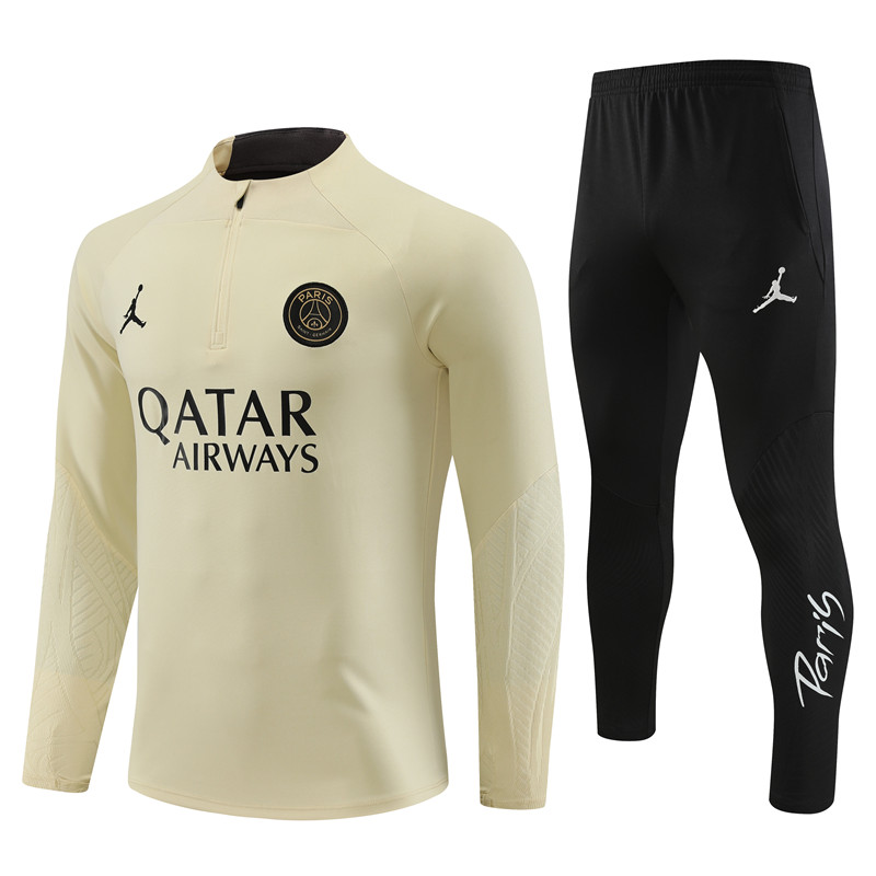 Paris Saint-Germain PSG 23-24 Kids Long Sleeve Training Set Beige